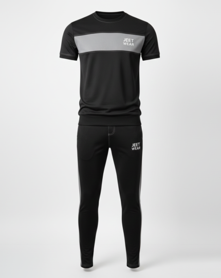 Premium custom tracksuit with embroidered logo, matching jacket and pants for sportswear, fitness, and streetwear. ✅